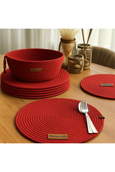 Metasupla Set of Plates, Placemat, Bread Bowl, Basket, 6 Plates and 1 Bread Bowl