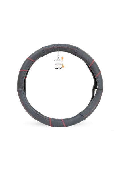AUTOMAX Leather Steering Wheel Cover M 37-39cm Red