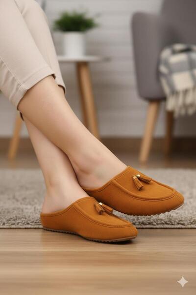Biocomfort Tan Suede Tasseled Women's House Slippers - Light Sole Comfortable...