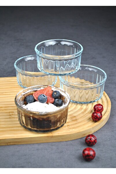 Qualitev 4 Pcs Glass Souffle Container Borline Cake Dessert Souffle Breakfast...