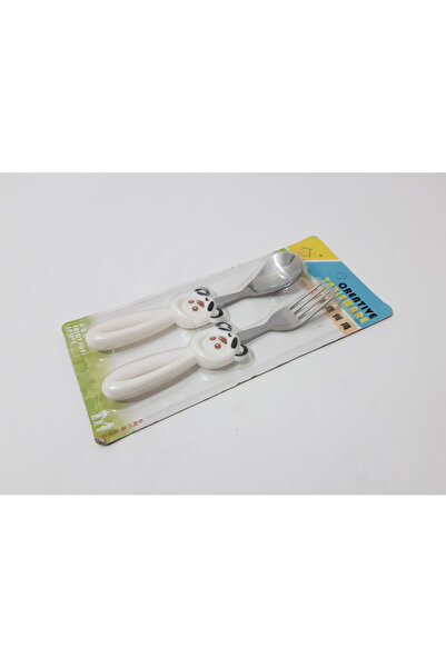 renkli çiçekler 2-Piece Stainless Steel Cutlery Set for Children Figured Cutl...