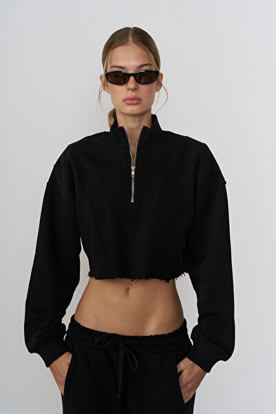 Beyyoglu Yıkamalı Crop Sweatshırt