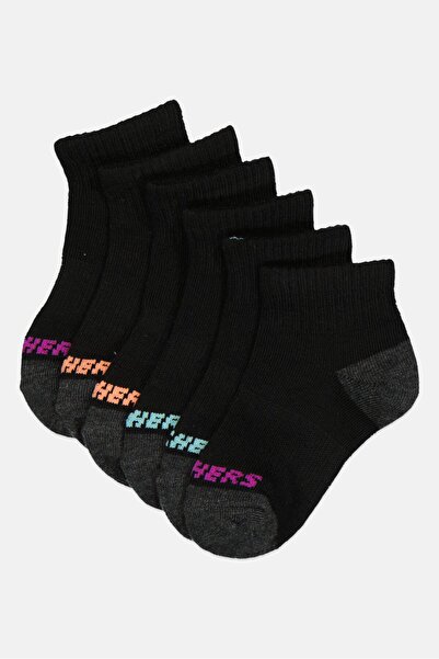 SKECHERS Toddlers Girl 6 Pairs Brand Logo Quarter Crew Sock Multicolor