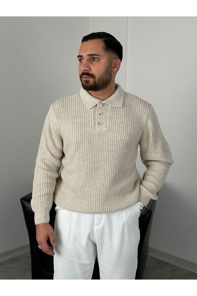 BE TOR SELANİK KALIN ÖRGÜ DÜĞMELİ TRİKO POLO YAKA