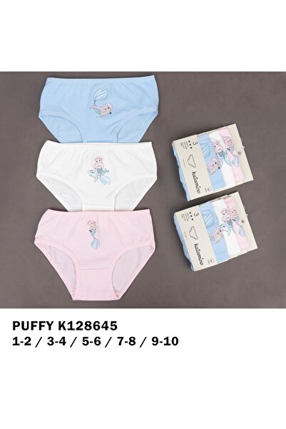 Katamino Puffy Girl's Panties 3-Pack Cotton Mermaid Patterned