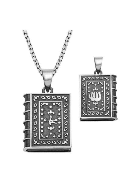 Gumush Gümüş Kare Içi Açılabilen Allah Muskalık Kolye