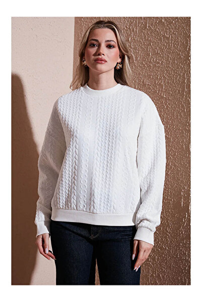 Fashion Friends supradimensionat guler rotund Ecru Swea pentru femei tricou 2...