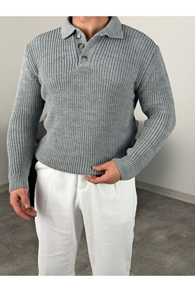BE TOR SELANİK KALIN ÖRGÜ DÜĞMELİ TRİKO POLO YAKA
