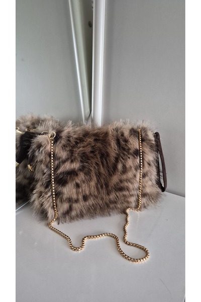 espoi collection Tüylü Zincir Çanta