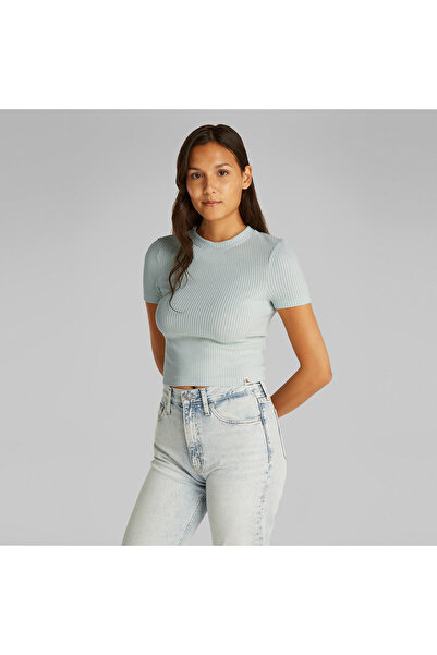Calvin Klein Fitted Kadın Mavi T-Shirt