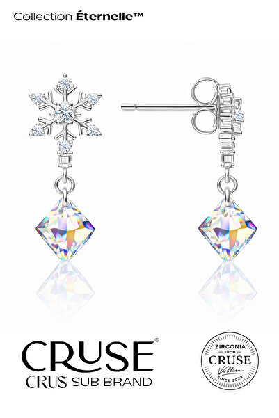 Cruse 925 Ayar Gümüş Éternelle™ Kar Tanesi Crystal Taşlı Sallantılı Küpe 18 A...