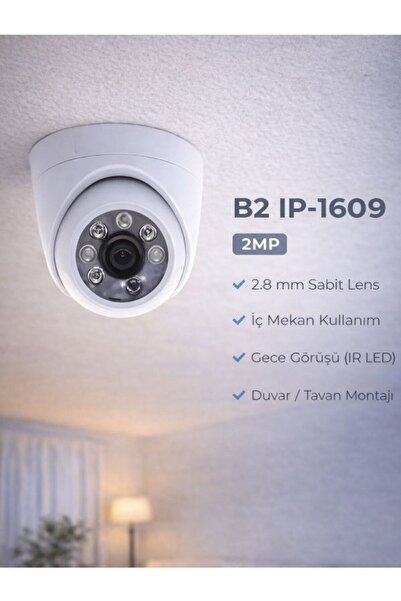 B2 IP-1609 -2 MP- IP Güvenlik Kamerası | 2.8 mm Lens | Gece Görüşlü Dome | İç...