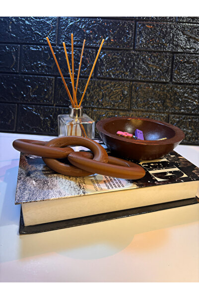 Gragold3Design Modern Kahverengi Zincir Dekoratif Obje – Şık Masa Üstü & Kita...