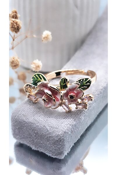 Serenity خاتم مطلي بالذهب مزين بالزهور01