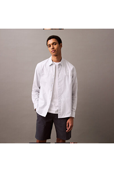Calvin Klein Oxford Logo Erkek Beyaz Gömlek