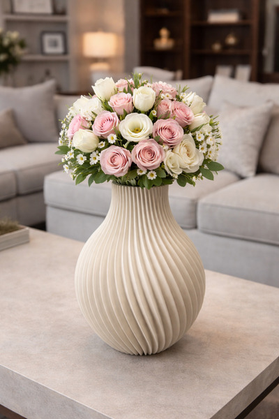 GORZELIA TECHNOLOGY Minimalist Spiral Tasarım Masa Üstü Vazo (Çiçekler Dahil ...