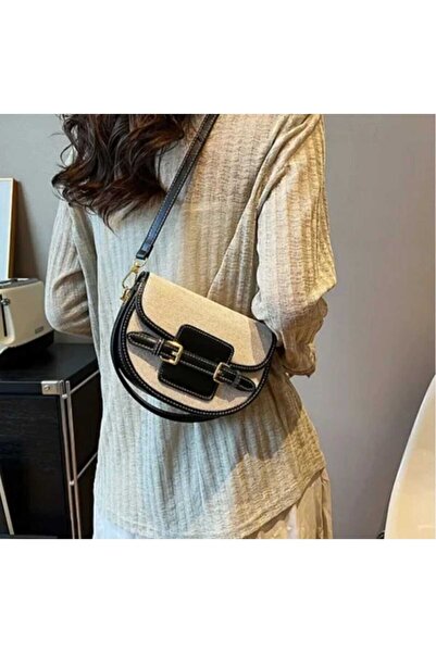 ÖZÜM TAKI Women's Straw Patterned Black Shoulder Bag and Handbag