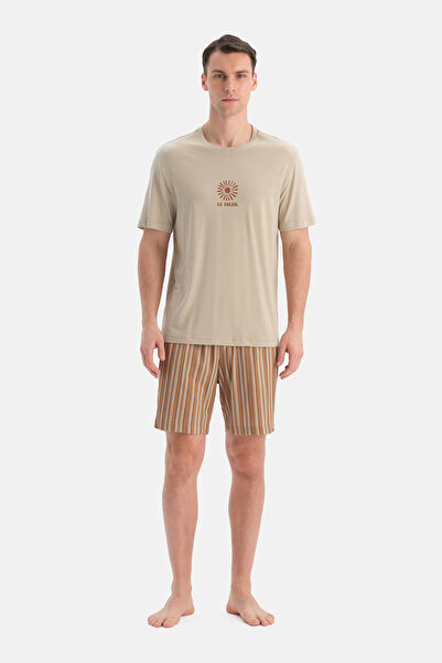 Dagi Σετ Σορτς και Μπλουζάκι με Λεπτομέρεια Εκτύπωσης Πέτρας