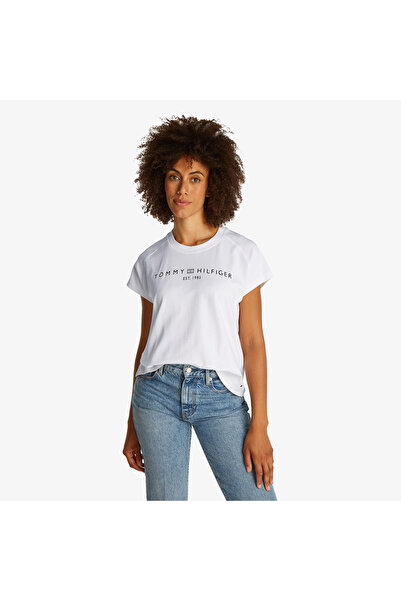 Tommy Hilfiger Mdrn Slv Corp Logo Kadın Beyaz T-Shirt