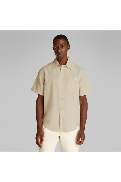 Calvin Klein Linen Cotton Erkek Gri Gömlek