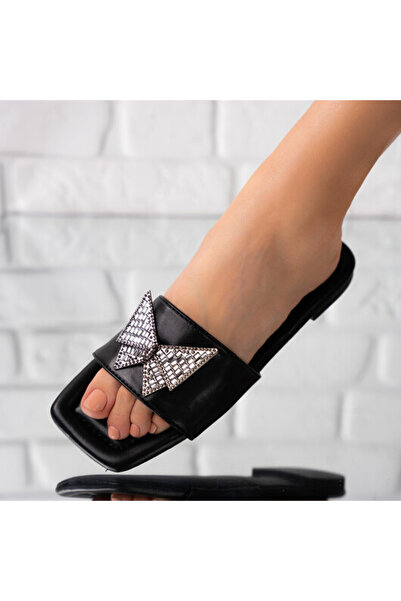 Sofia Store Women's slippers made of eco-leather with Talida brooch