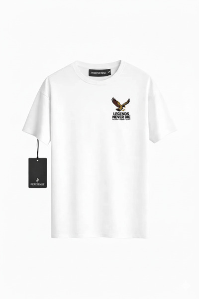 PERISENSE تي شيرت للجنسين HUSTLE مطبوع من القطن الممشط الفاخر قصة فضفاضة