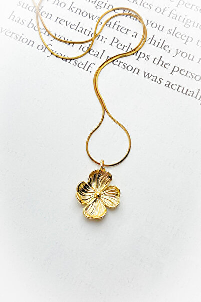 roshel Çelik Çiçek Kolye Vintage Kolye Altın Kaplama