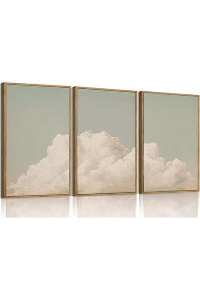 ALAYRA International Framed Neutral Abstract Wall Art Set of 3 (30×40 cm) Mod...