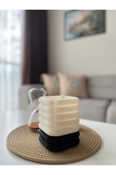 VEMİA Dekoratif Masaüstü Kare Tealight Lambader-Modern Şık Estetik Işıklı Obj...