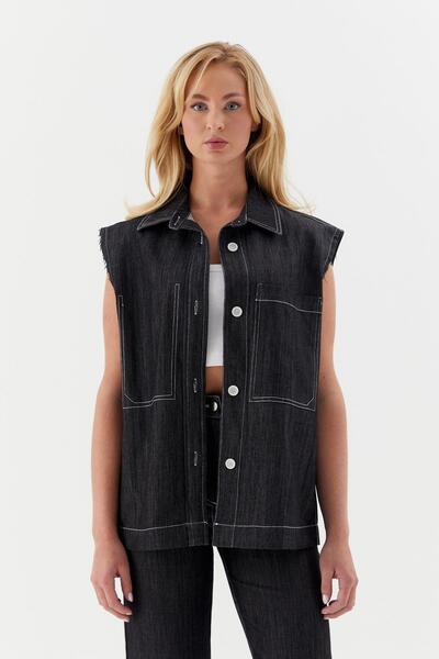 ONNO PRIVE Ornamental Pocket Stitched Slim Vest Black