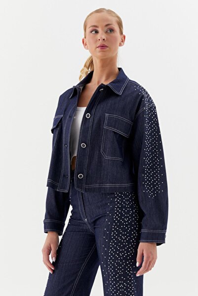 ONNO PRIVE Kolları Taş Yapıştırmalı Ceket İndigo