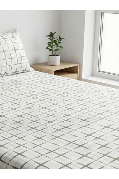 femmhome Fitted Sheet |   100% Cotton |   Premium |   Single/Double/King |   63 Wire Weaving |   Came Soft Grid Series