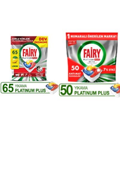 Fairy Platinum Plus Bulaşık Makinesi Deterjanı 65’li+Platinum Plus 50 Kapsül