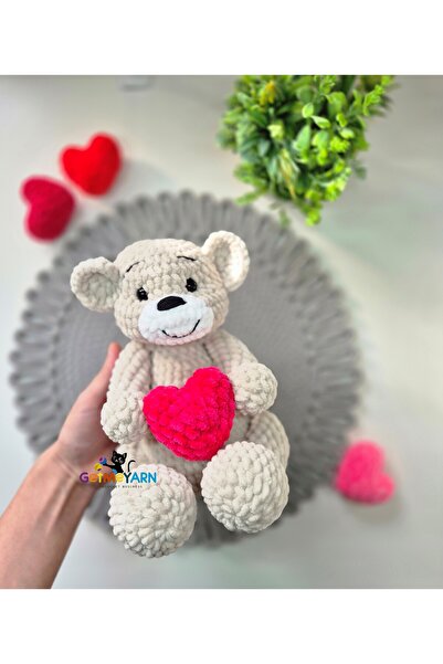 OEM Ursuleț de pluș croșetat manual cu inimă, jucărie cadou de Ziua Îndrăgost...
