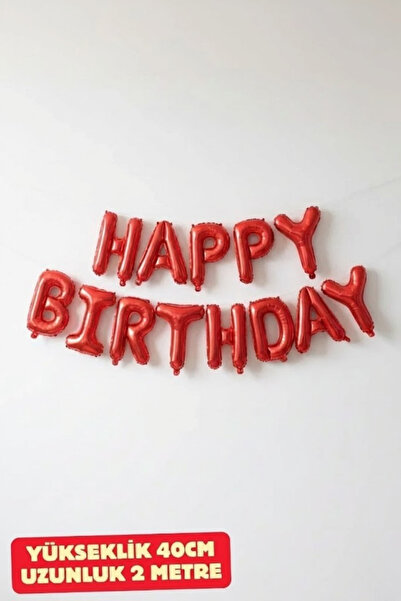 Baloncu Nene Kırmızı Happy Bırthday Folyo Set Balon Doğum Günü Helyum Doğum G...