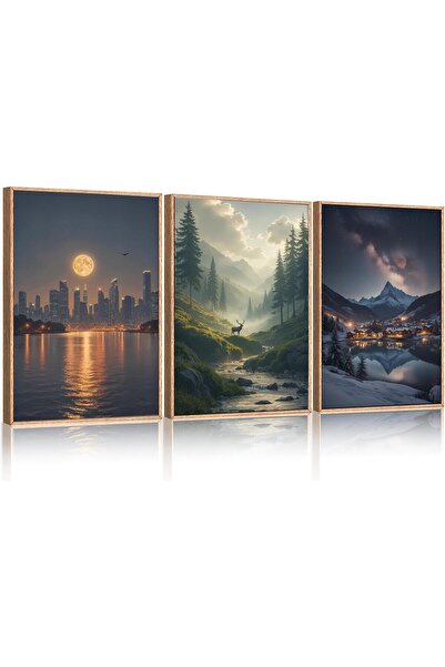 ALAYRA International Framed Neutral Abstract Wall Art Set of 3 (30×40 cm) Mod...
