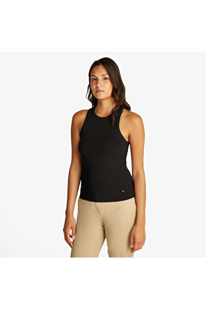 Tommy Hilfiger Slim 5X2 Rib Mid Kadın Siyah T-Shirt