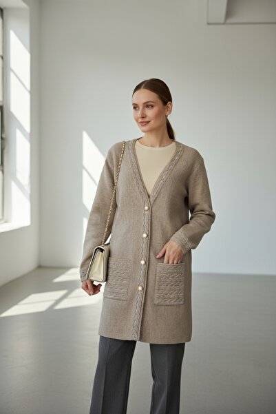 ENDAMIM Plus Size Women's Long Knitwear Cardigan with Pockets Full Button Med...