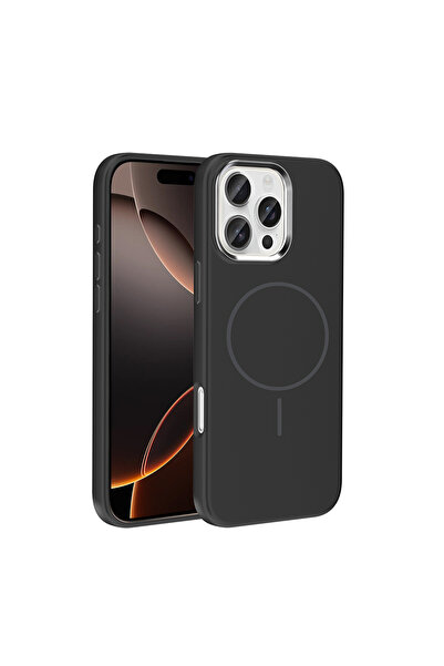 zore iPhone 16 Pro Max Kılıf M-Safe Şarj Özellikli Metal Kamera Çerçeveli ATA...