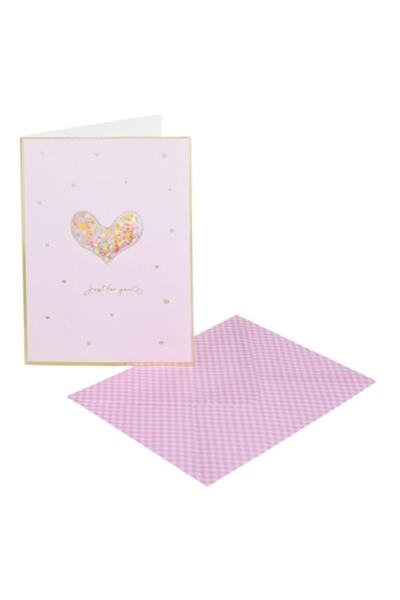 OEM Set de felicitări de dragoste liliac cu inimioare aurii și confetti colorate