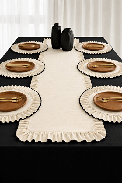 Mirilliahome Cotton Linen 6-Piece American Tablecloth and Runner Set |   Ruff...