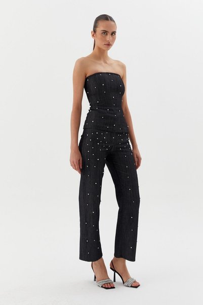 ONNO PRIVE Bustier with Rhinestones Black