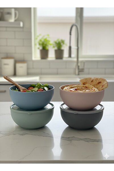 Pink Cat Kitchen 4 Pcs Airtight Tupperware Bowl with Lid 4 Lt