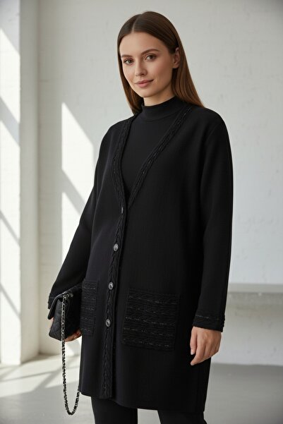 ENDAMIM Plus Size Women's Long Knitwear Cardigan with Pockets Full Button Med...