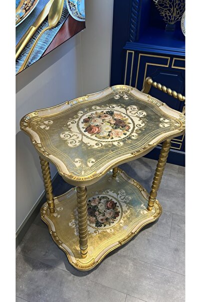 masi ESTERHOMEDECOR Orijinal İtalyan Gül ağacı servis arabası 77*51*81
