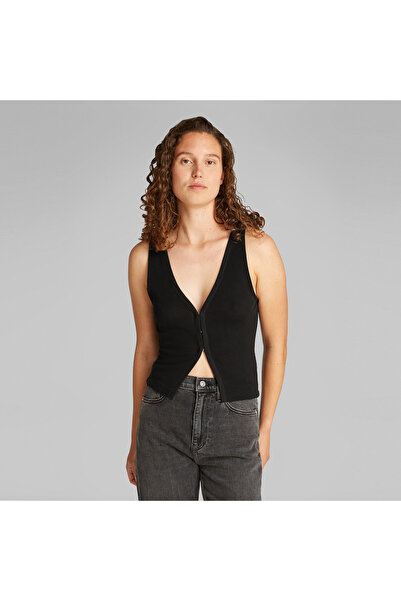 Calvin Klein Cardigan Kadın Siyah Kolsuz T-Shirt