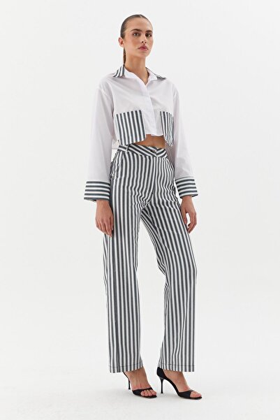 ONNO PRIVE Striped Denim Pants Black