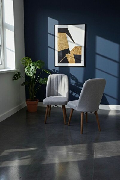 TodekHome Nora 2 Adet Sandalye - Nubuk Kumaşlı Sandalye | Modern Ahşap Ayaklı...