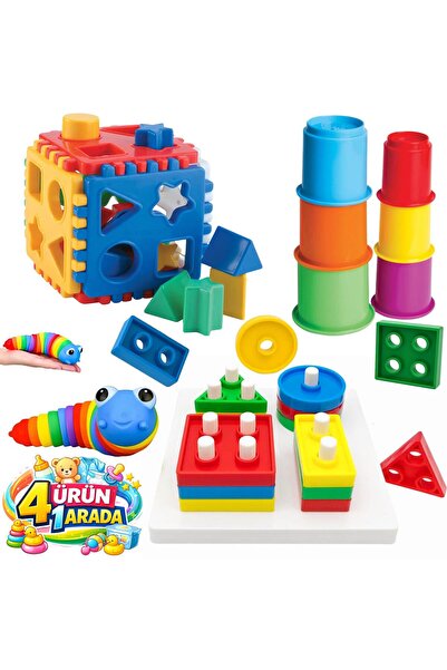 OyuncakZade أشكال هندسية، مكعب بولتاك مرن وملون، 6 قطع، نشاط لتنمية الذكاء