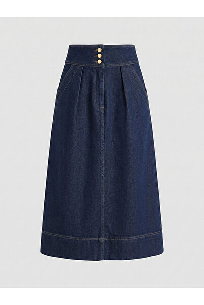 LC Waikiki Μπλε ναυτικό ψηλόμεσο τζιν φόρεμα από το Gülis Store